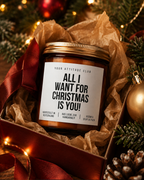 ALL I WANT FOR CHRISTMAS IS YOU! Weihnachtskerze mit Spruch | romantische Duftkerze | Geschenk für Partner | Weihnachtsgeschenk | Sojawachs Kerze handgemacht
