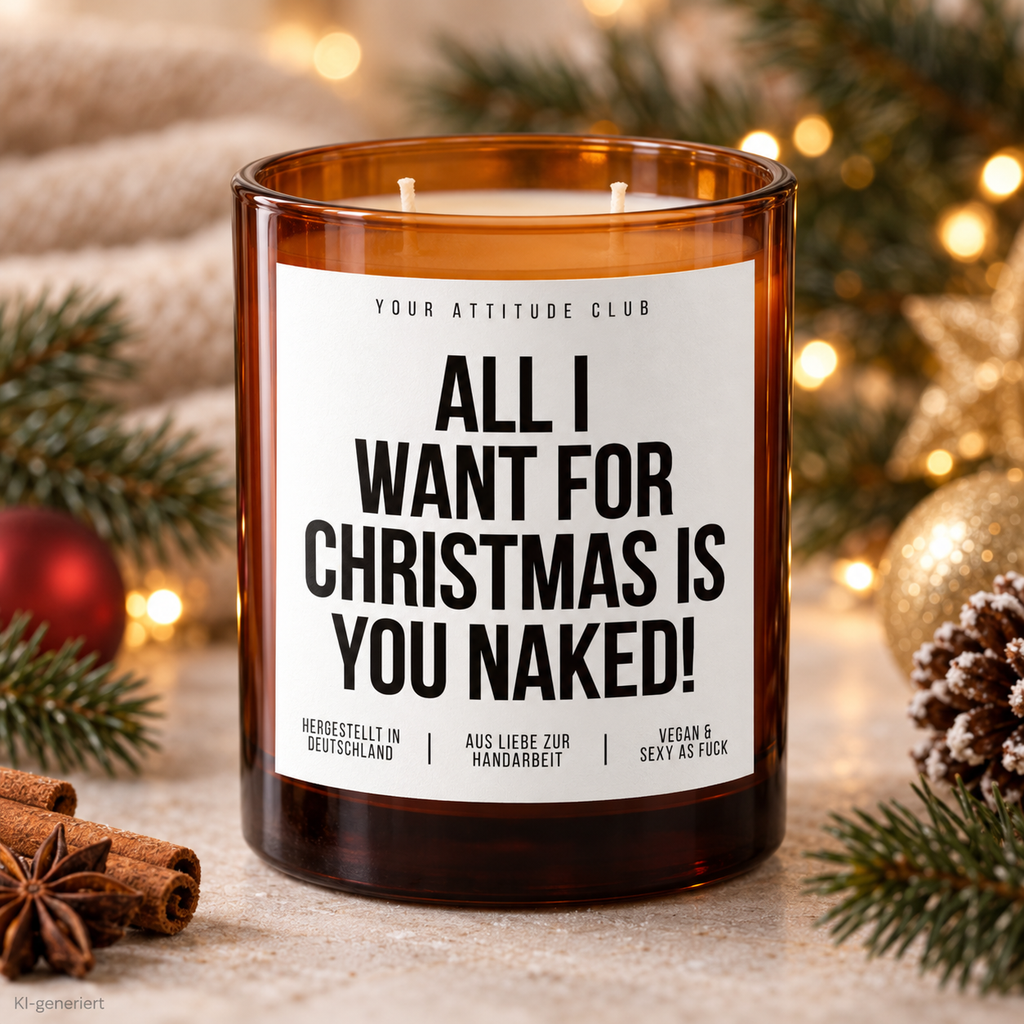 ALL I WANT FOR CHRISTMAS IS YOU NAKED! – Weihnachtskerze | Freches Weihnachtsgeschenk | Geschenk für Partner, Freundin & Freund | Weihnachten