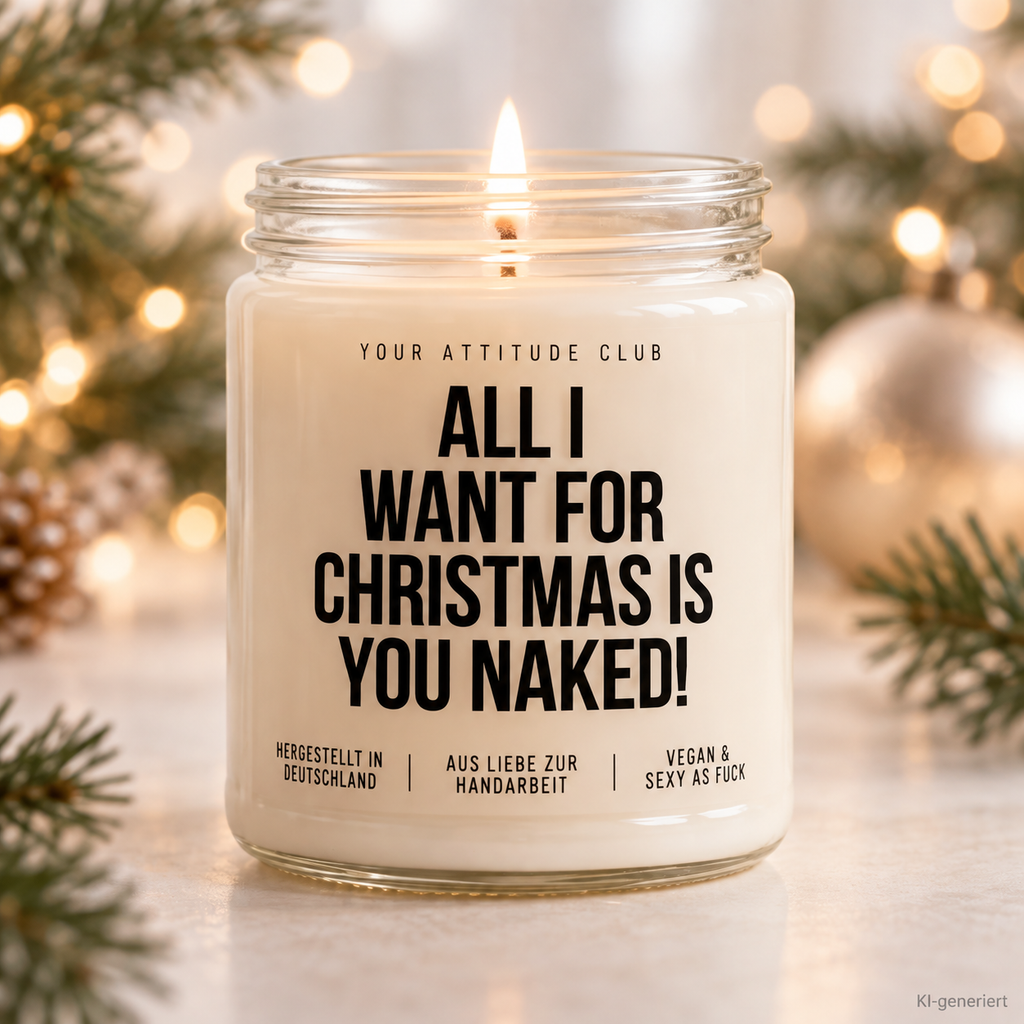 ALL I WANT FOR CHRISTMAS IS YOU NAKED! | Weihnachtskerze Duftkerze Weihnachten Geschenkidee Wichtelgeschenk für Partner Freundin Freund