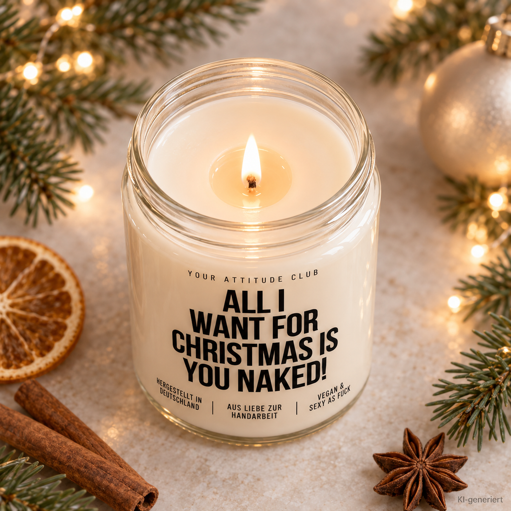 ALL I WANT FOR CHRISTMAS IS YOU NAKED! | Weihnachtskerze Duftkerze Weihnachten Geschenkidee Wichtelgeschenk für Partner Freundin Freund