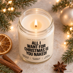 ALL I WANT FOR CHRISTMAS IS YOU NAKED! | Weihnachtskerze Duftkerze Weihnachten Geschenkidee Wichtelgeschenk für Partner Freundin Freund