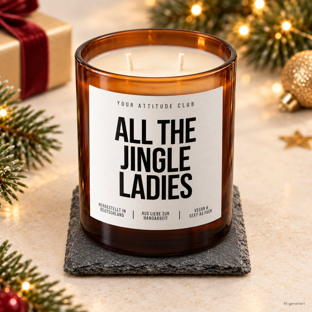 ALL THE JINGLE LADIES – Weihnachtskerze | Lustiges Weihnachtsgeschenk | Geschenk für beste Freundin, Kollegin, Schwester & Mädels | Wichtelgeschenk