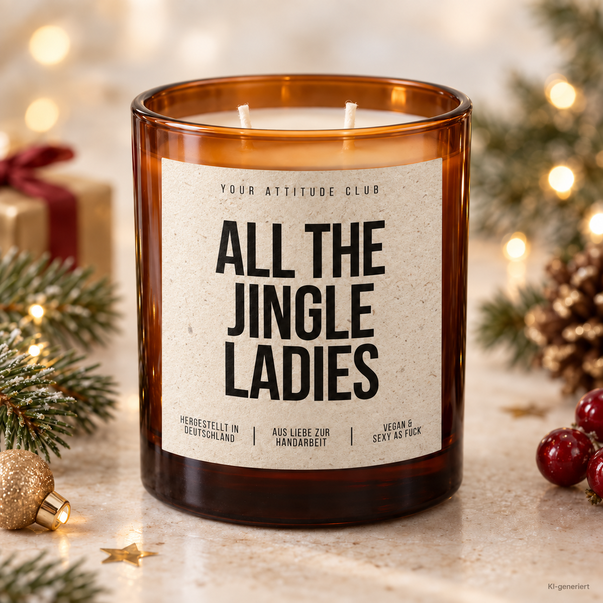 ALL THE JINGLE LADIES – Weihnachtskerze | Lustiges Weihnachtsgeschenk | Geschenk für beste Freundin, Kollegin, Schwester & Mädels | Wichtelgeschenk