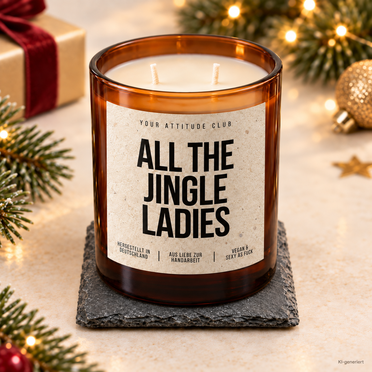 ALL THE JINGLE LADIES – Weihnachtskerze | Lustiges Weihnachtsgeschenk | Geschenk für beste Freundin, Kollegin, Schwester & Mädels | Wichtelgeschenk