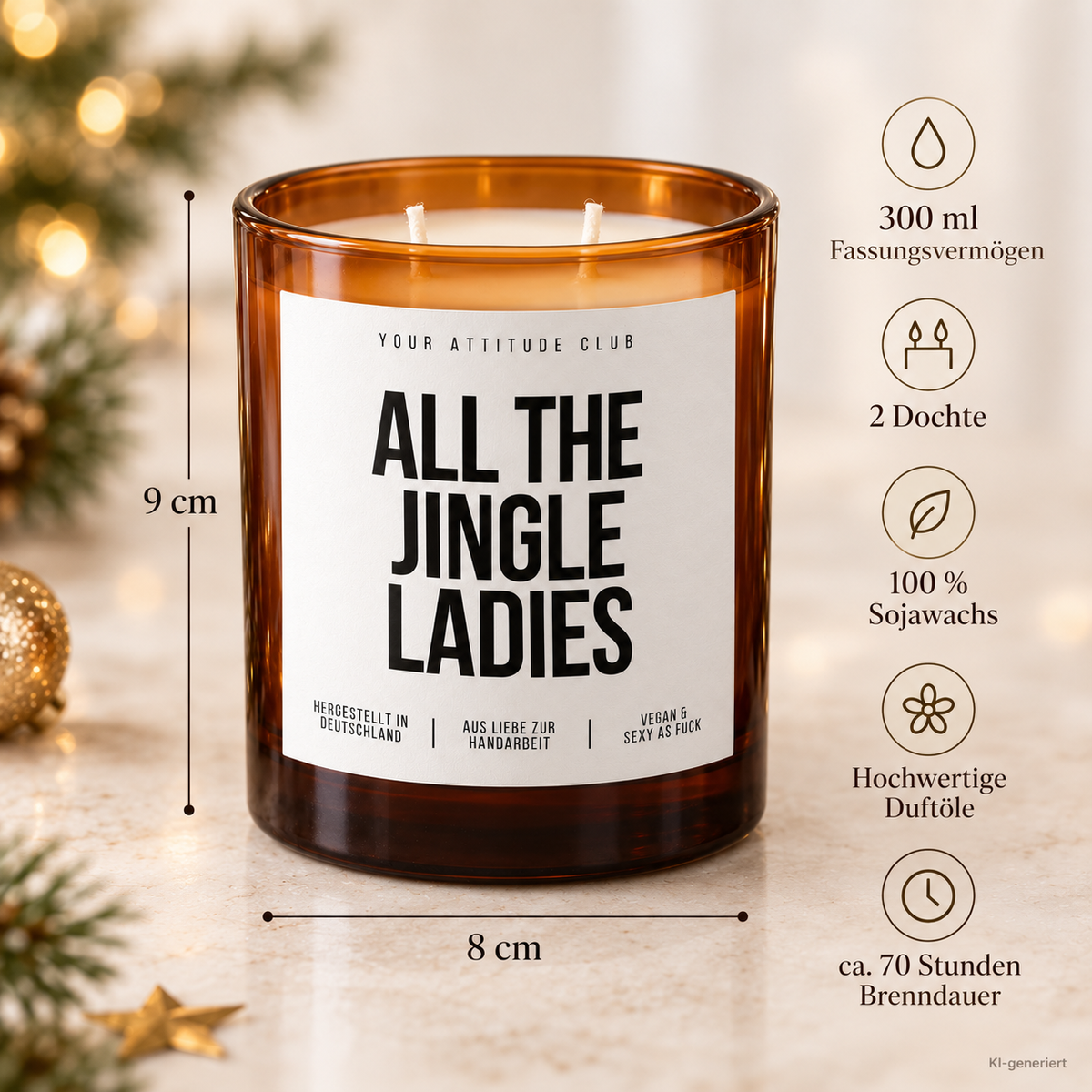 ALL THE JINGLE LADIES – Weihnachtskerze | Lustiges Weihnachtsgeschenk | Geschenk für beste Freundin, Kollegin, Schwester & Mädels | Wichtelgeschenk