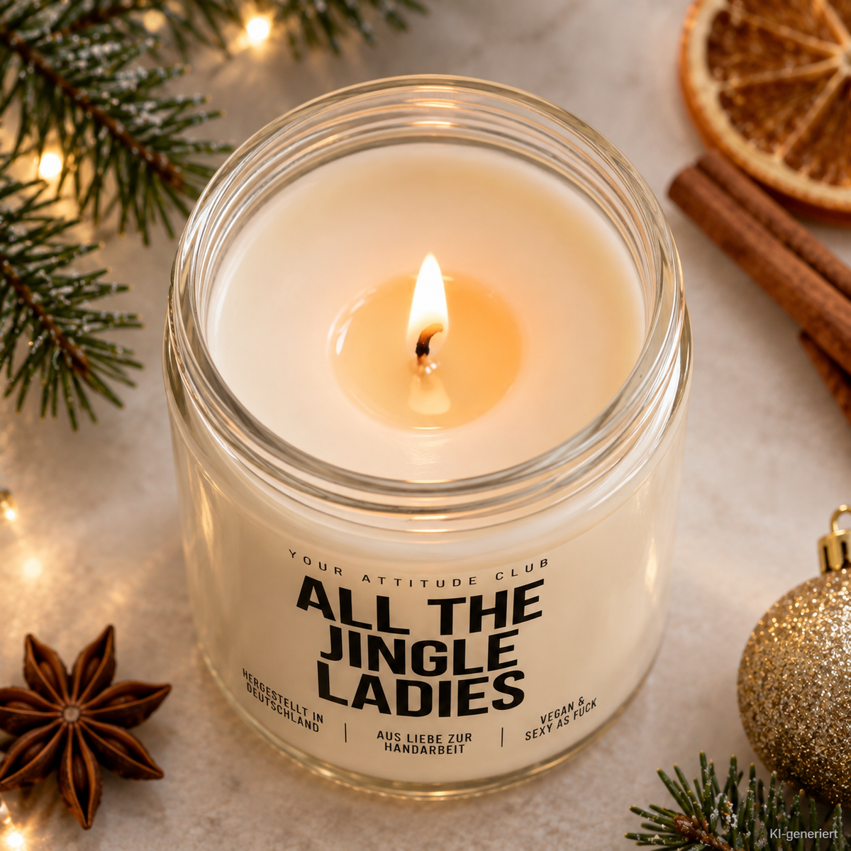 ALL THE JINGLE LADIES | Weihnachtskerze Duftkerze Weihnachten Weihnachtsgeschenk Geschenkidee für Freundin Kollegin Schwester Mama Wichtelgeschenk