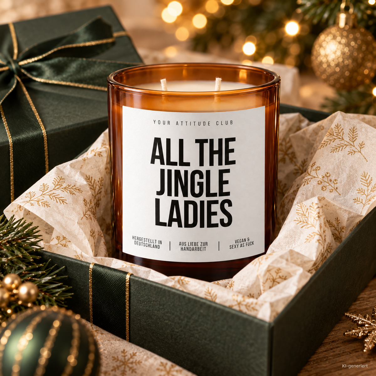ALL THE JINGLE LADIES – Weihnachtskerze | Lustiges Weihnachtsgeschenk | Geschenk für beste Freundin, Kollegin, Schwester & Mädels | Wichtelgeschenk