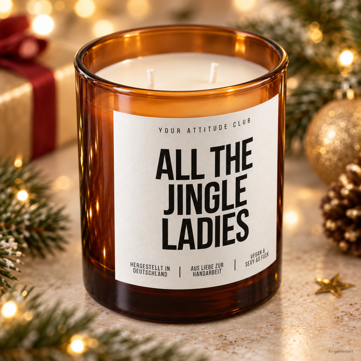 ALL THE JINGLE LADIES – Weihnachtskerze | Lustiges Weihnachtsgeschenk | Geschenk für beste Freundin, Kollegin, Schwester & Mädels | Wichtelgeschenk