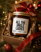 ALL THE JINGLE LADIES Weihnachtskerze mit Spruch | lustige Duftkerze | Geschenk für Freundin | Wichtelgeschenk | Sojawachs Kerze handgemacht
