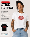 EVERYTHING I LOVE IS ILLEGAL, TOO EXPENSIVE OR BRUNETTE. – besticktes Damen Shirt, Statement T-Shirt, Geschenk für Freundin, Bio-Baumwolle