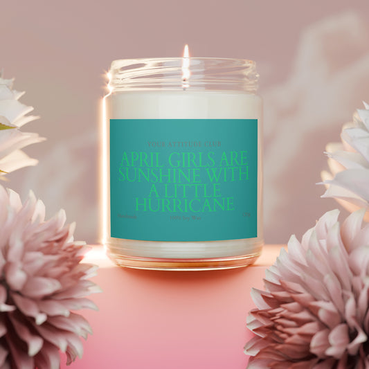 April Girls Are Sunshine With a Little Hurricane – Lustige Kerze zum Geburtstag im April, personalisiert mit Name, Geschenkidee mit Attitude