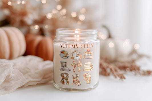 Autumn Girly Kerze – Herbst Kerze Sojawachs vegan, Halloween Duftkerze, Cozy Deko Geschenk, Duftkerze Herbstdeko Wohnzimmer Hygge Style