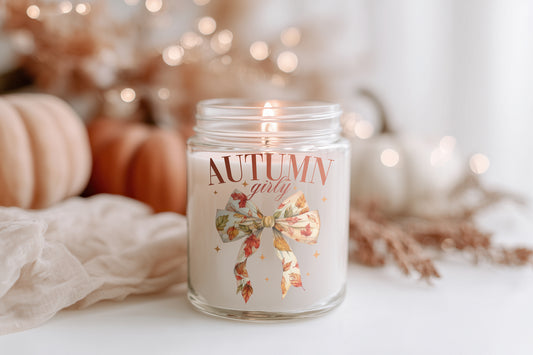 Autumn Girly Kerze – Herbst Kerze Sojawachs vegan, Halloween Duftkerze, Cozy Deko Geschenk, Hygge Herbstdeko für Frauen & Wohnzimmer