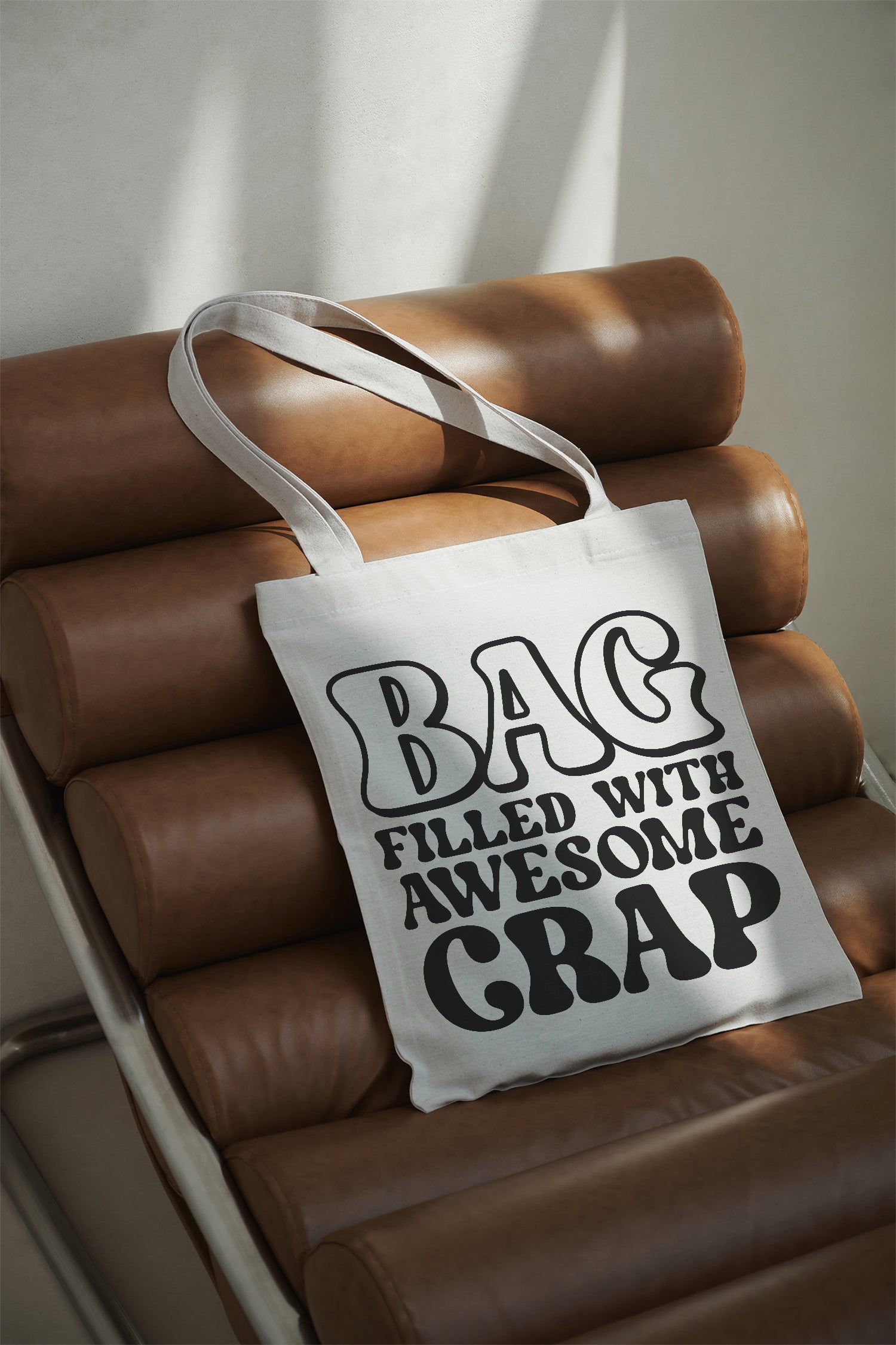 BAG FILLED WITH AWESOME CRAP Baumwollbeutel Stofftasche bedruckt lustiger Spruch Einkaufstasche Tote Bag Geschenk Freundin Alltag Shopper nachhaltig