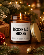 BESSER ALS SOCKEN Weihnachtskerze mit Spruch | lustige Duftkerze | freches Weihnachtsgeschenk | Wichtelgeschenk | Sojawachs Kerze handgemacht