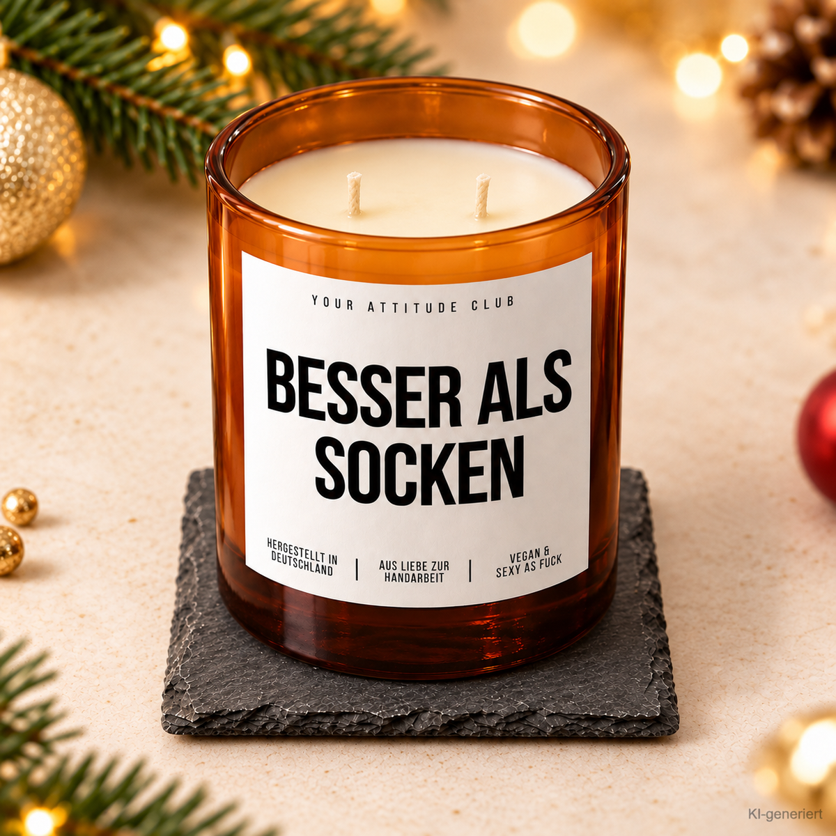 BESSER ALS SOCKEN – Weihnachtskerze | Lustiges Weihnachtsgeschenk | Geschenk für Familie, Freunde, Kollegen & Nachbarn | Wichtelgeschenk Weihnachten