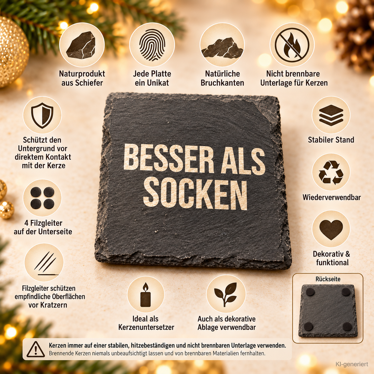 BESSER ALS SOCKEN – Weihnachtskerze | Lustiges Weihnachtsgeschenk | Geschenk für Familie, Freunde, Kollegen & Nachbarn | Wichtelgeschenk Weihnachten