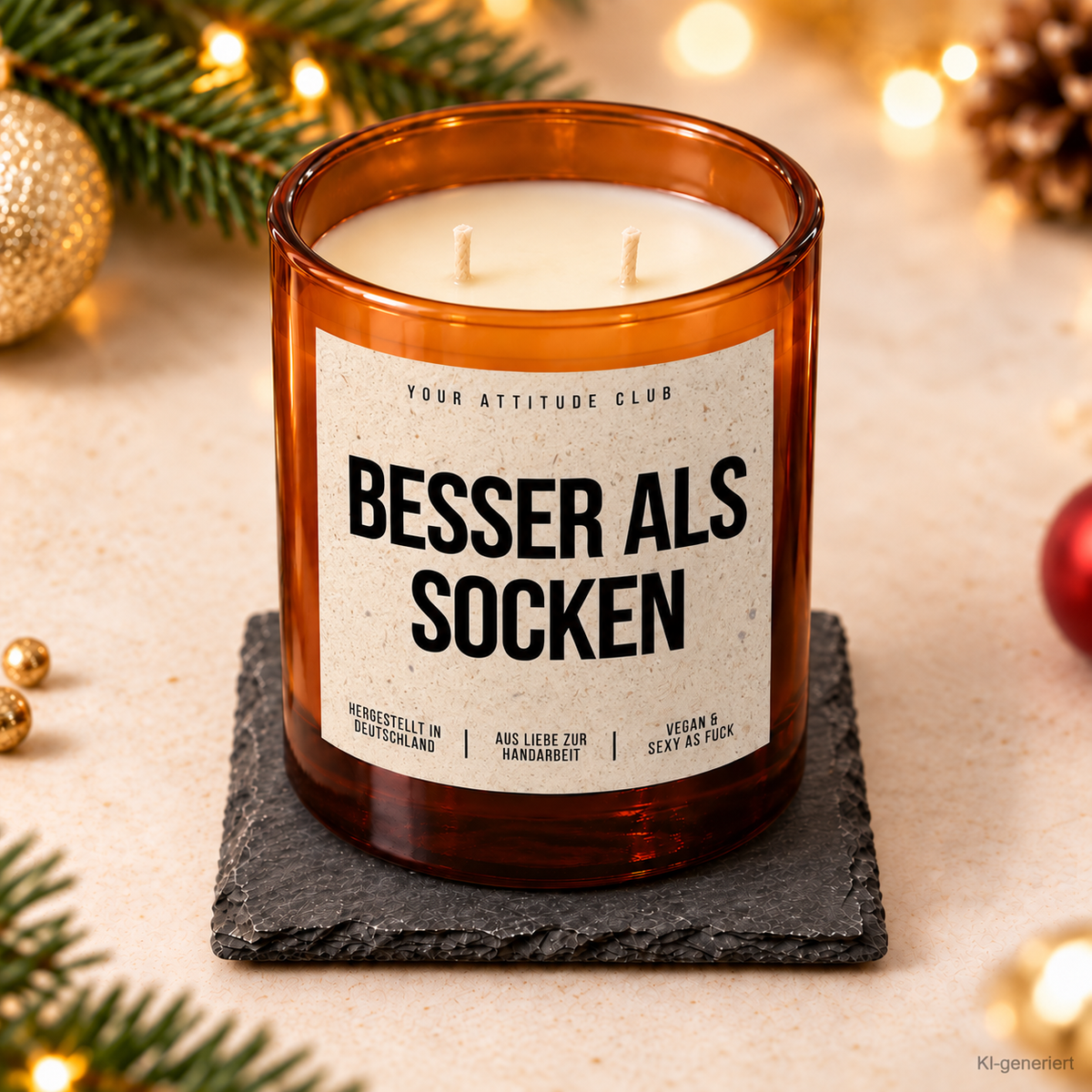 BESSER ALS SOCKEN – Weihnachtskerze | Lustiges Weihnachtsgeschenk | Geschenk für Familie, Freunde, Kollegen & Nachbarn | Wichtelgeschenk Weihnachten
