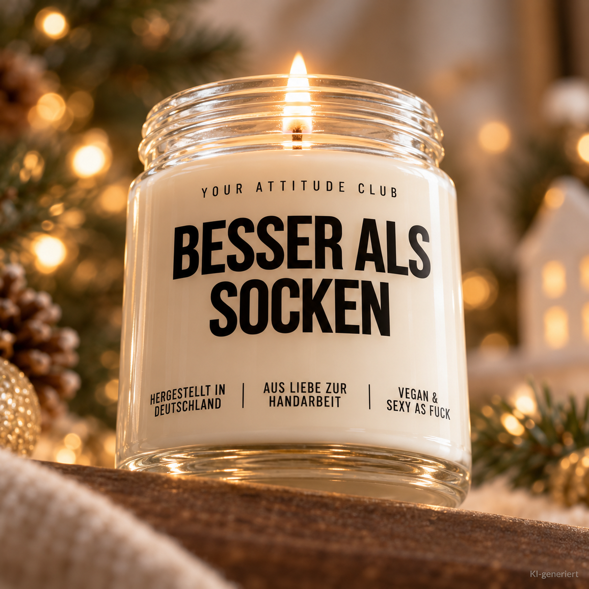 BESSER ALS SOCKEN | Weihnachtskerze Duftkerze Weihnachten Weihnachtsgeschenk Geschenkidee für Mama Papa Freundin Kollegin Wichtelgeschenk
