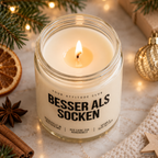BESSER ALS SOCKEN | Weihnachtskerze Duftkerze Weihnachten Weihnachtsgeschenk Geschenkidee für Mama Papa Freundin Kollegin Wichtelgeschenk