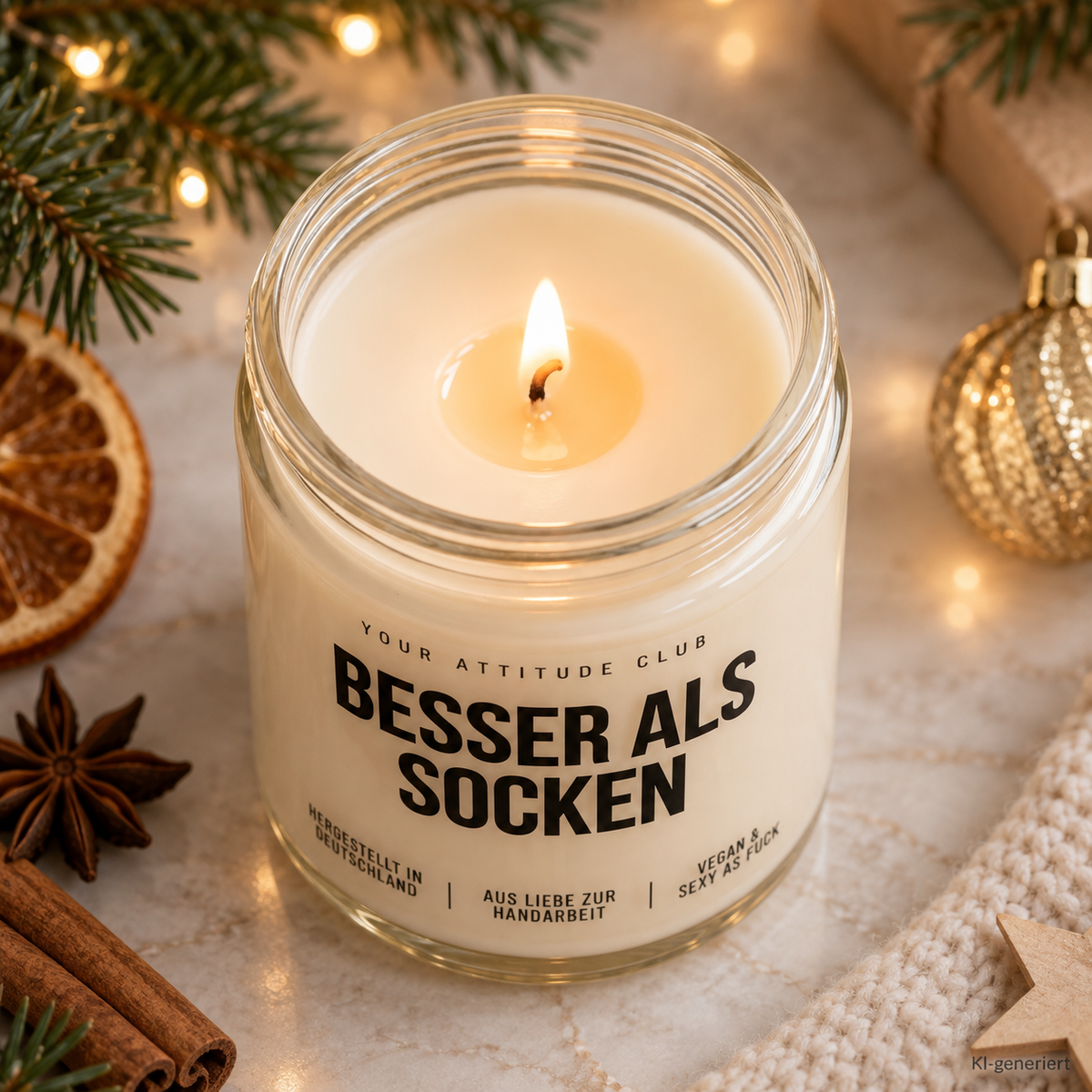 BESSER ALS SOCKEN | Weihnachtskerze Duftkerze Weihnachten Weihnachtsgeschenk Geschenkidee für Mama Papa Freundin Kollegin Wichtelgeschenk