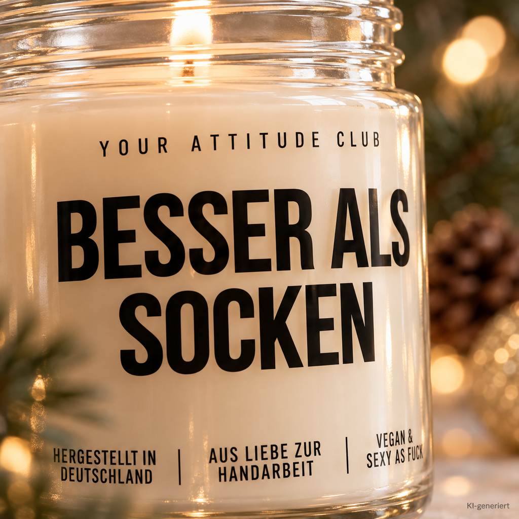 BESSER ALS SOCKEN | Weihnachtskerze Duftkerze Weihnachten Weihnachtsgeschenk Geschenkidee für Mama Papa Freundin Kollegin Wichtelgeschenk