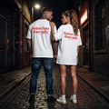 Better late than ugly Oversize T-Shirt Unisex Baumwolle Backprint Weiß Statement Shirt Streetwear S-3XL hochwertig bequem modern