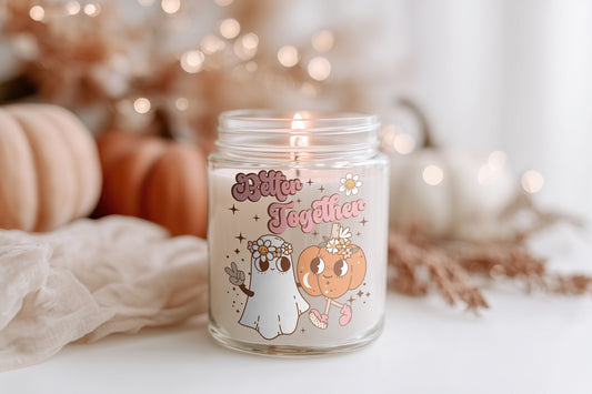 Better Together Kerze – Herbst Kerze Sojawachs vegan, Halloween Duftkerze, Cozy Candle Geschenkidee Pärchen & Freundinnen, Herbstdeko Wohnzimmer
