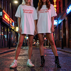 Better late than ugly Oversize T-Shirt Unisex Baumwolle Frontprint Weiß Statement Shirt Streetwear S-3XL hochwertig bequem modern