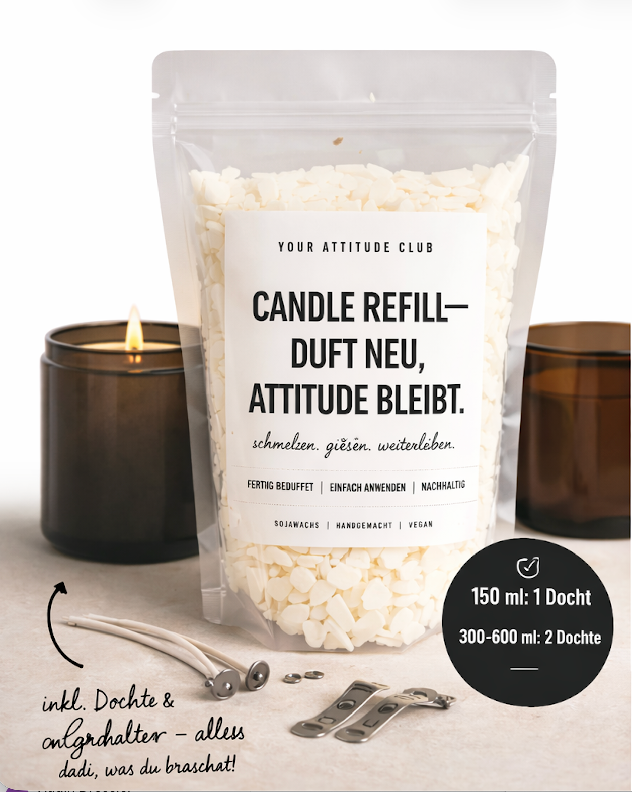Kerzenwachs Refill – Duft neu, Attitude bleibt