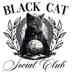 Black Cat Social Club – Mystische Tragetasche mit schwarzer Katze & Mond – Baumwolltasche 38x42 cm – Rosa, Beige oder Schwarz – DTG bedruckt – Auch als Bügelbild