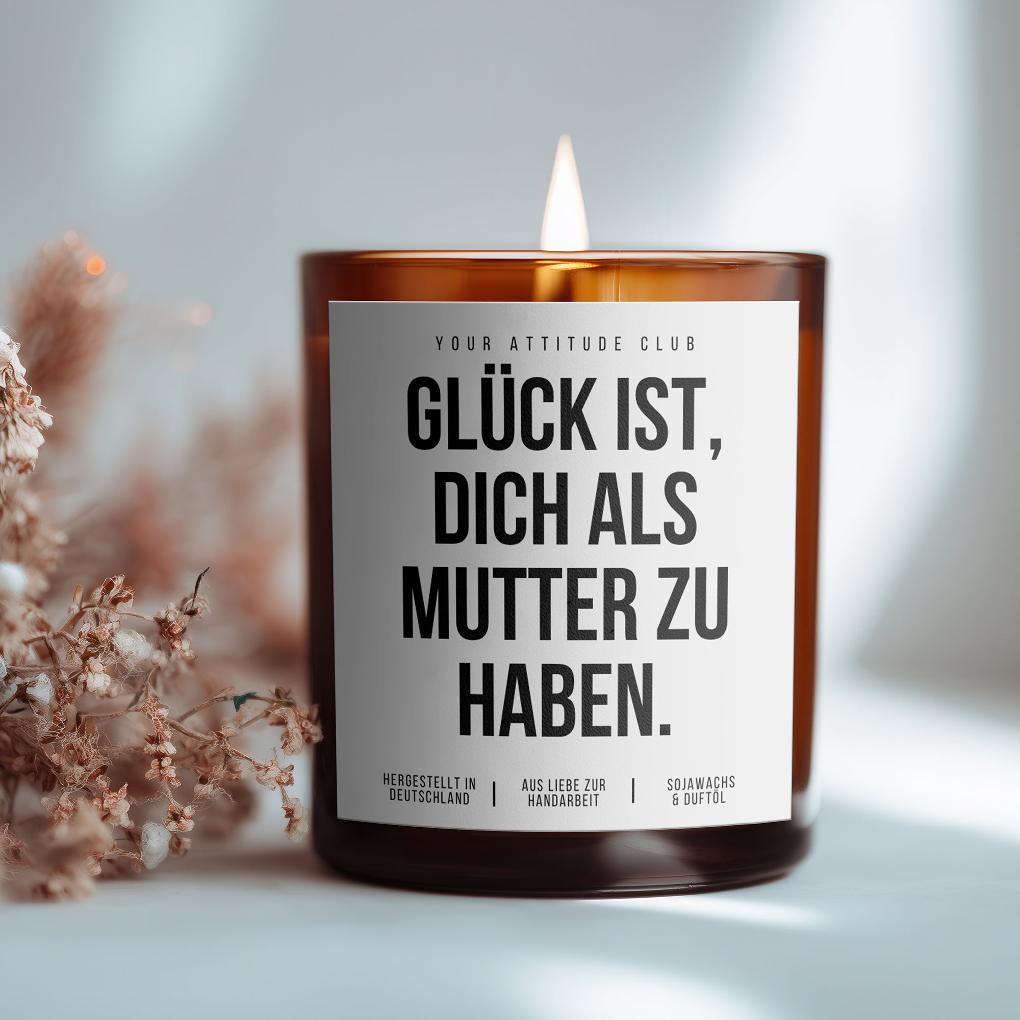 Glück ist, dich als Mutter zu haben | 300ml Duftkerze mit 2 Dochten als liebevolles Geschenk