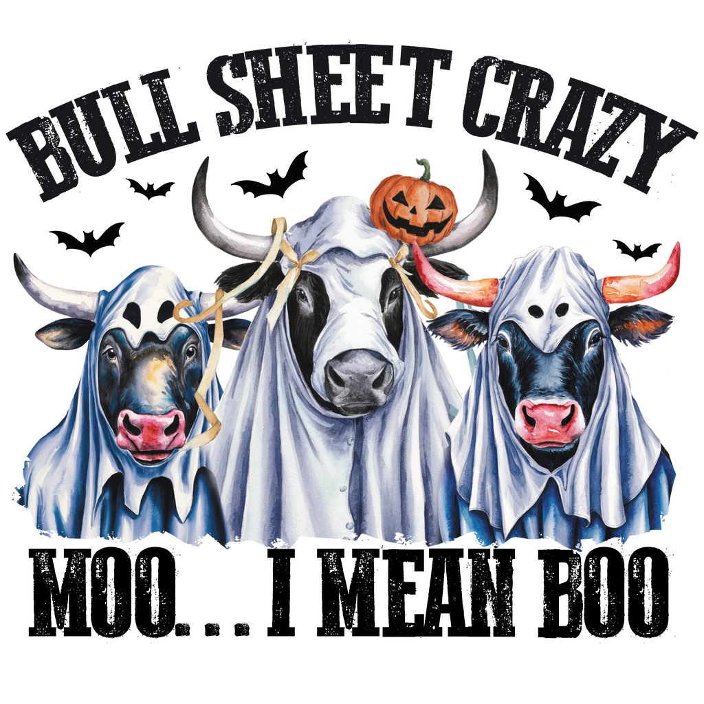 Lustige Halloween Tragetasche Kuh – Bull Sheet Crazy Moo I Mean Boo – Baumwollbeutel mit Spruch – Geschenkidee Halloween Tasche