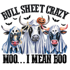 Lustige Halloween Tragetasche Kuh – Bull Sheet Crazy Moo I Mean Boo – Baumwollbeutel mit Spruch – Geschenkidee Halloween Tasche