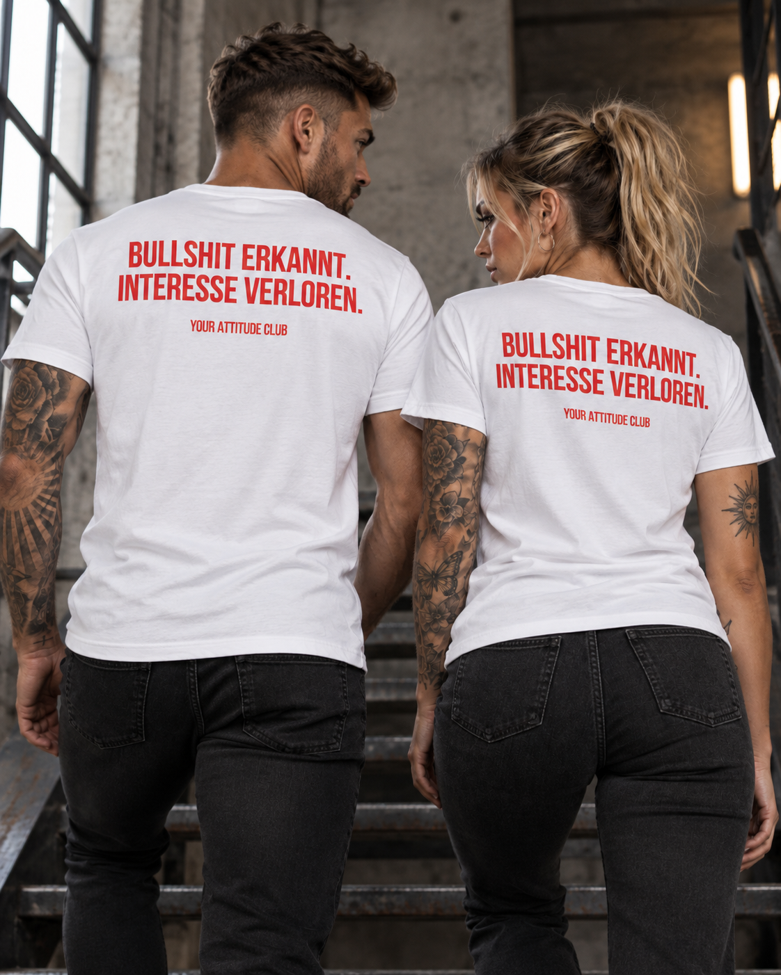 BULLSHIT ERKANNT. INTERESSE VERLOREN. – Unisex Statement T-Shirt Weiß mit rotem Print | freches Sprüche Shirt