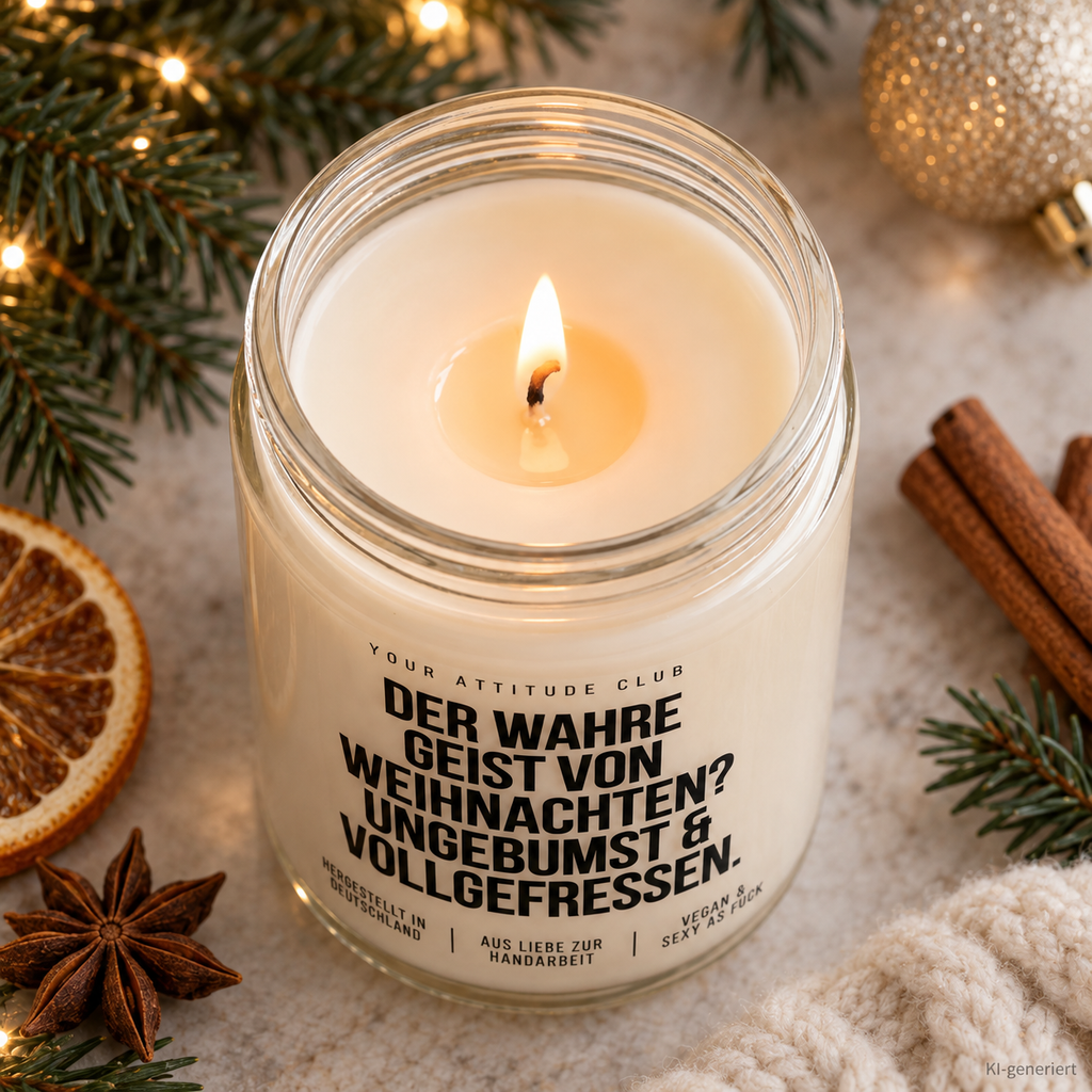 DER WAHRE GEIST VON WEIHNACHTEN? UNGEBUMST & VOLLGEFRESSEN. | Weihnachtskerze Duftkerze Weihnachten Weihnachtsgeschenk Wichtelgeschenk