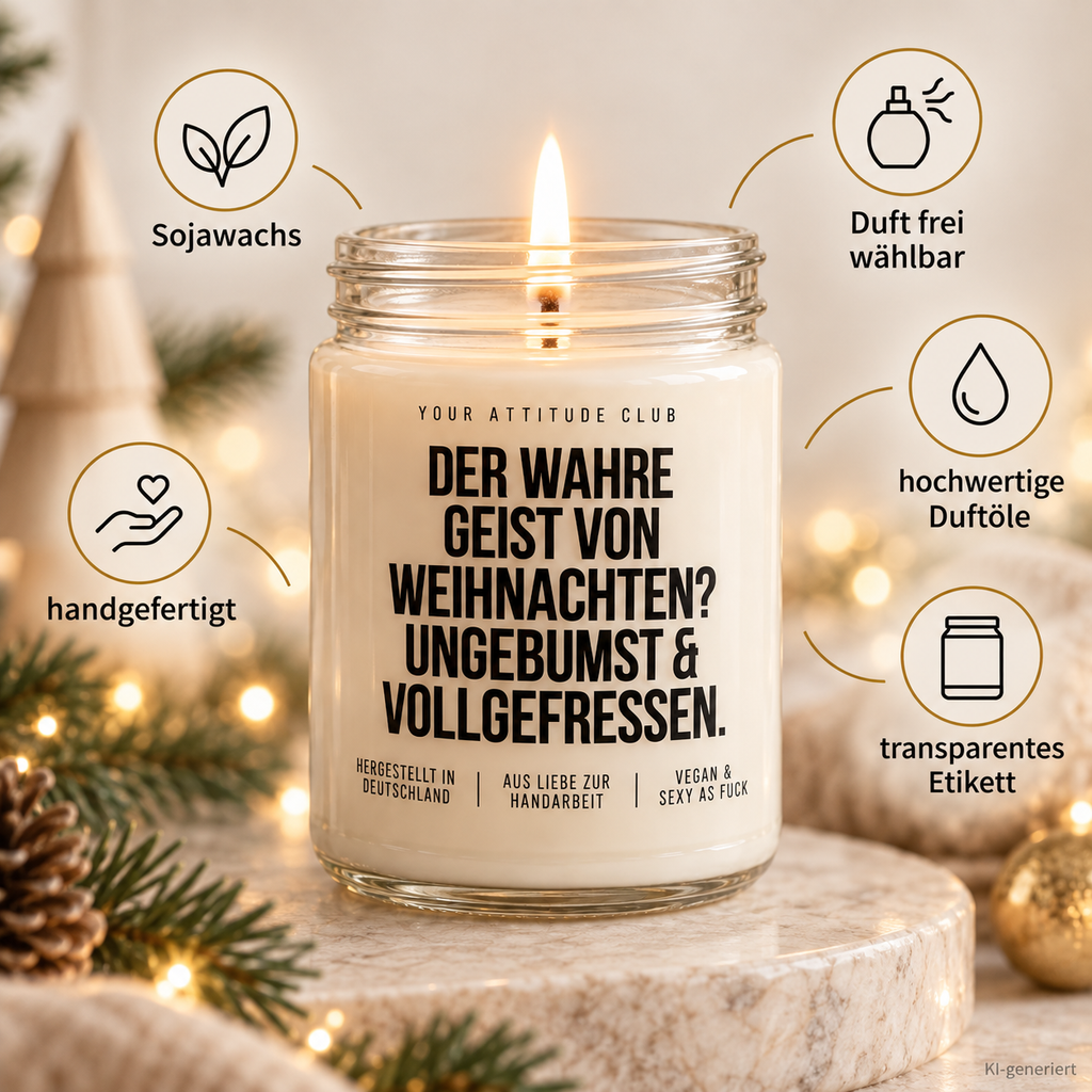 DER WAHRE GEIST VON WEIHNACHTEN? UNGEBUMST & VOLLGEFRESSEN. | Weihnachtskerze Duftkerze Weihnachten Weihnachtsgeschenk Wichtelgeschenk