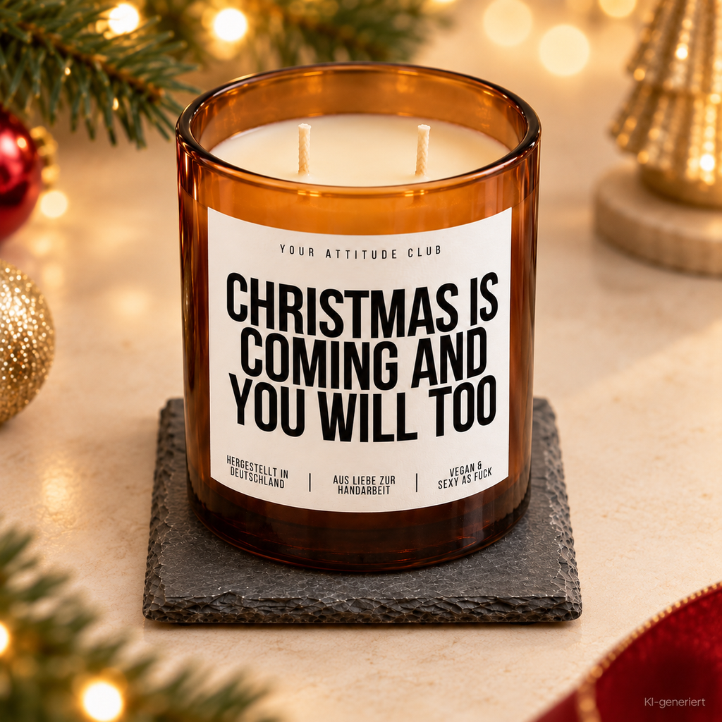 CHRISTMAS IS COMING AND YOU WILL TOO – Weihnachtskerze | Freches Weihnachtsgeschenk | Geschenk für Partner, Freundin, Freund & Paare | Weihnachten