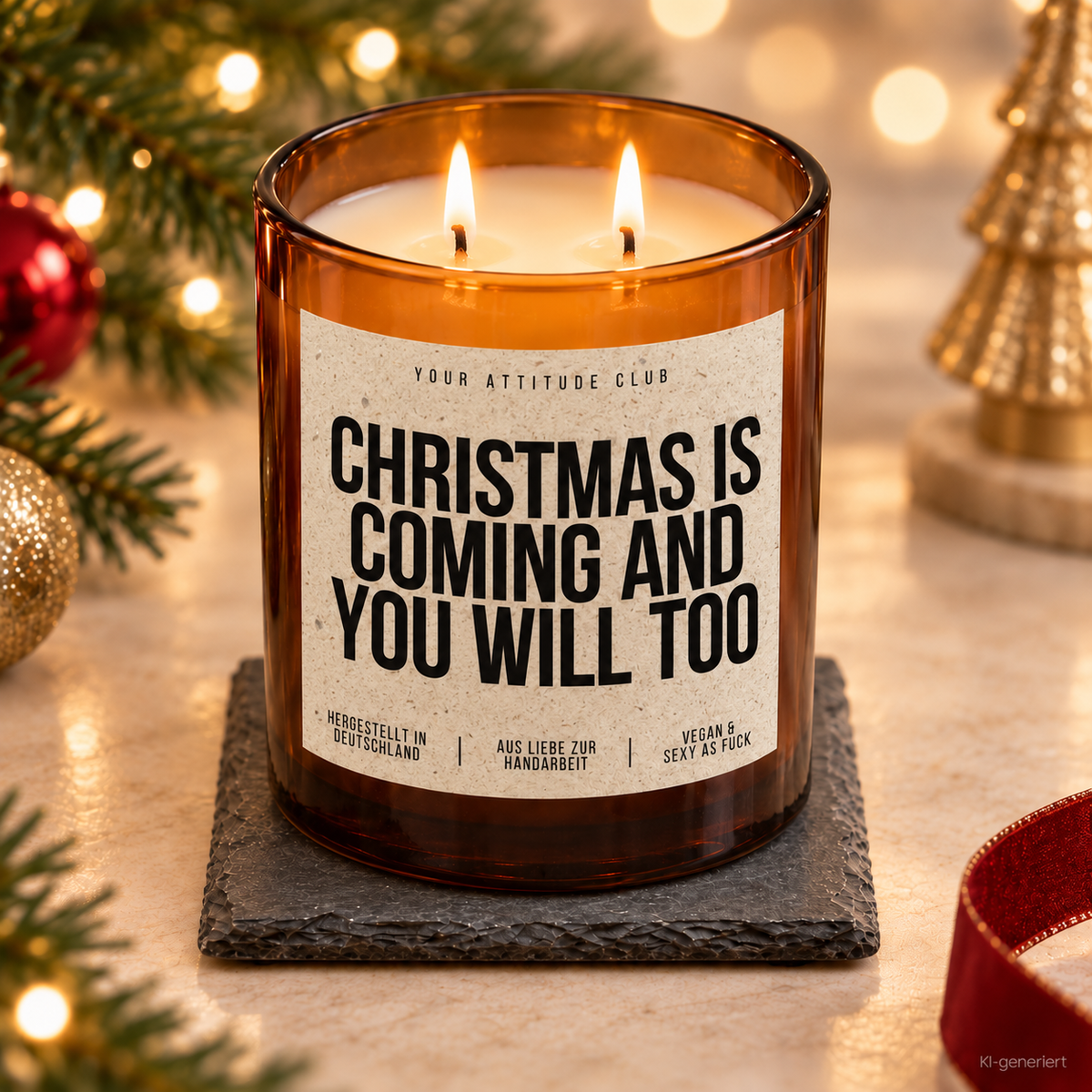 CHRISTMAS IS COMING AND YOU WILL TOO – Weihnachtskerze | Freches Weihnachtsgeschenk | Geschenk für Partner, Freundin, Freund & Paare | Weihnachten