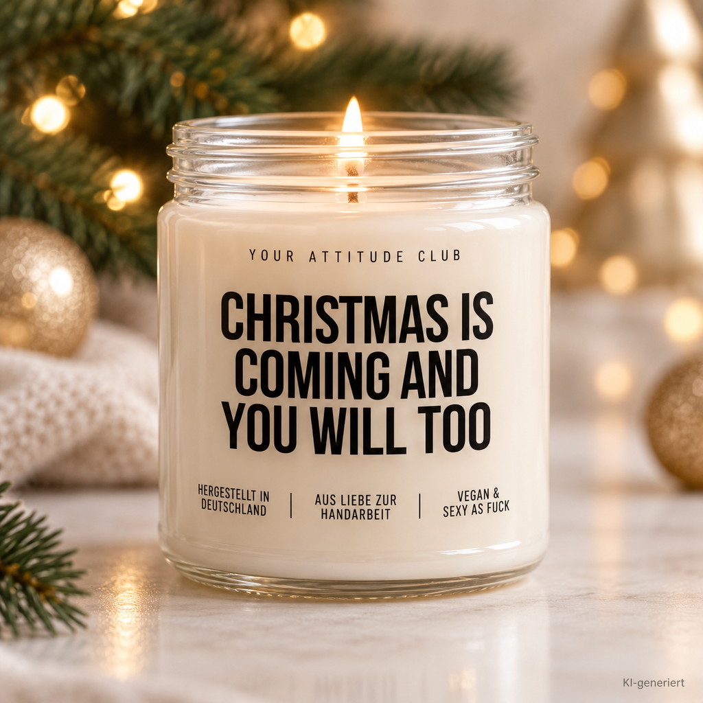 CHRISTMAS IS COMING AND YOU WILL TOO | Weihnachtskerze Duftkerze Weihnachten Weihnachtsgeschenk Geschenkidee für Partner Freundin Freund Wichtelgeschenk