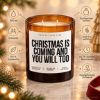 CHRISTMAS IS COMING AND YOU WILL TOO – Weihnachtskerze Naturgras Etikett | Weihnachtsgeschenk | Geschenk für Partner & Freunde | Geschenkidee Weihnachten