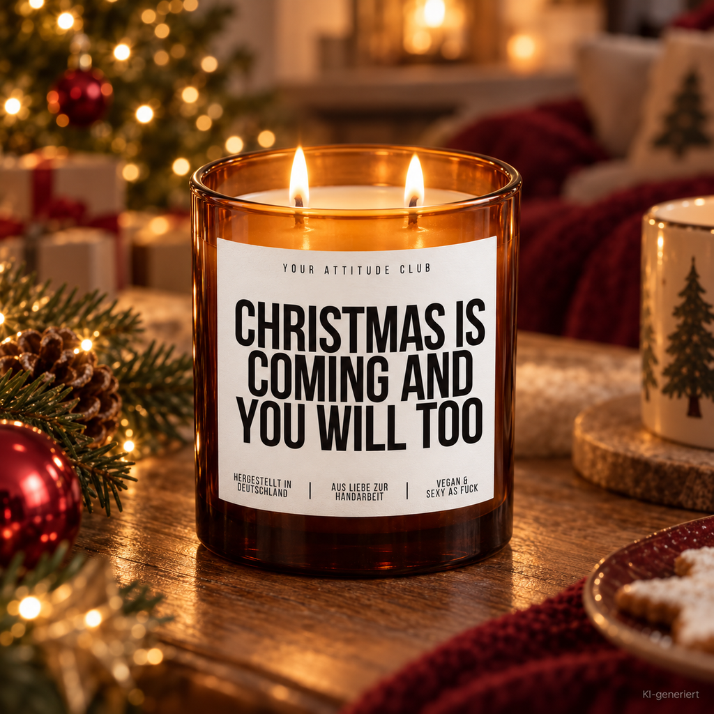 CHRISTMAS IS COMING AND YOU WILL TOO – Weihnachtskerze | Freches Weihnachtsgeschenk | Geschenk für Partner, Freundin, Freund & Paare | Weihnachten