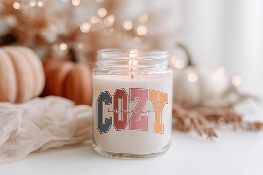 Herbst Kerze Glas Cozy Season Candle | Vegane Duftkerze Sojawachs | Geschenkidee Frauen | Cozy Candle Home Decor Herbst Halloween
