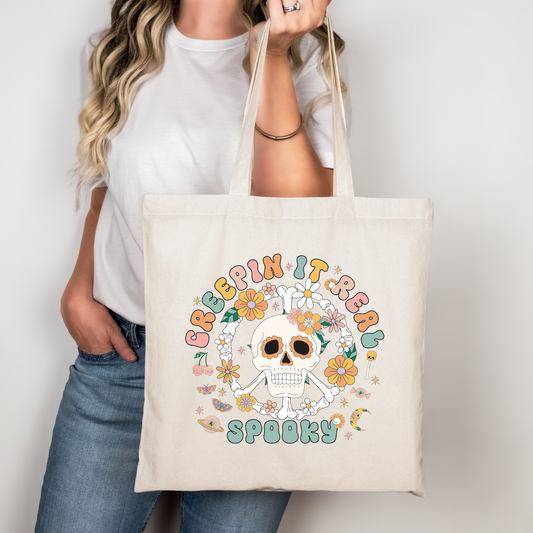 Creepin it real spooky | Tragetasche mit Spruch – Baumwollbeutel mit Attitude