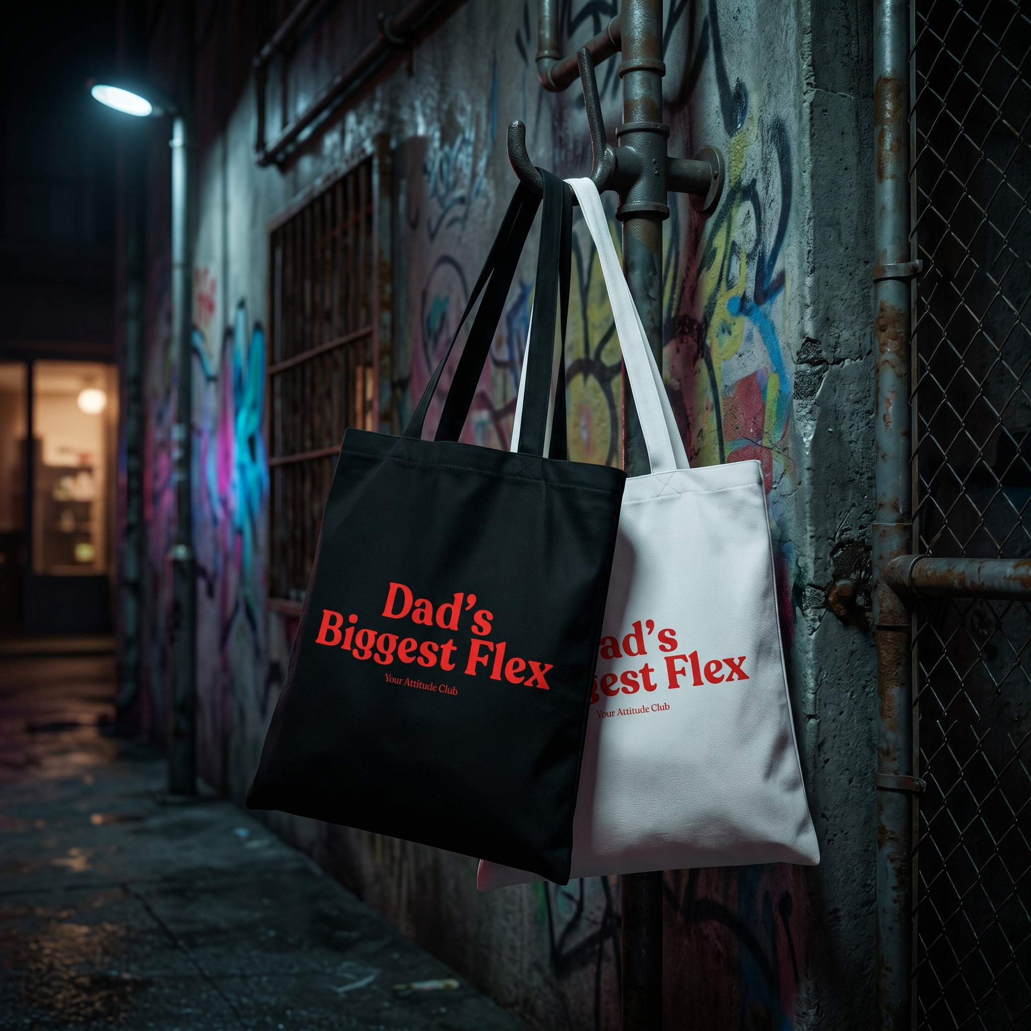 Dad’s Biggest Flex Beutel – Baumwoll Tragetasche mit Spruch, Shopper Bag Herren Damen, Stoffbeutel groß, Geschenk für Vater, nachhaltig, Streetstyle