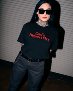 Dad's Biggest Flex Oversized Women's T-Shirt Black White Premium Organic Cotton Statement Shirt