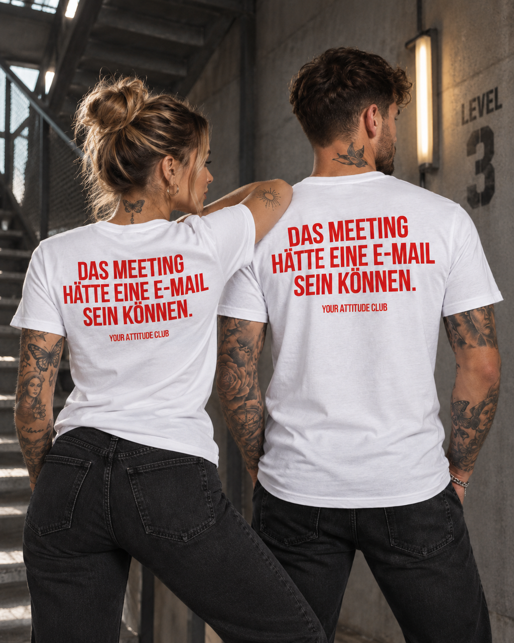 DAS MEETING HÄTTE EINE E-MAIL SEIN KÖNNEN. – Unisex Statement T-Shirt Weiß mit rotem Print | Büro Sprüche Shirt