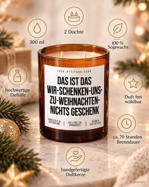DAS IST DAS WIR-SCHENKEN-UNS-ZU-WEIHNACHTEN-NICHTS GESCHENK | Weihnachtskerze mit Spruch – Geschenk für Partner