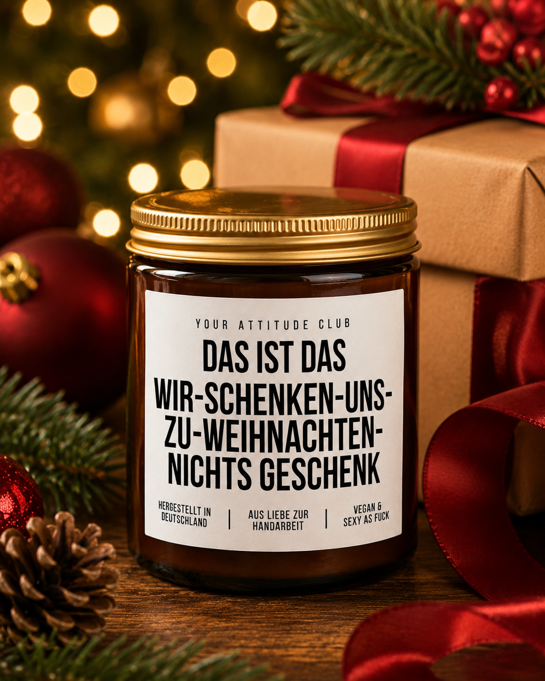 DAS IST DAS WIR-SCHENKEN-UNS-ZU-WEIHNACHTEN-NICHTS GESCHENK Weihnachtskerze mit Spruch | lustige Duftkerze | freches Weihnachtsgeschenk | Wichtelgeschenk | Sojawachs Kerze