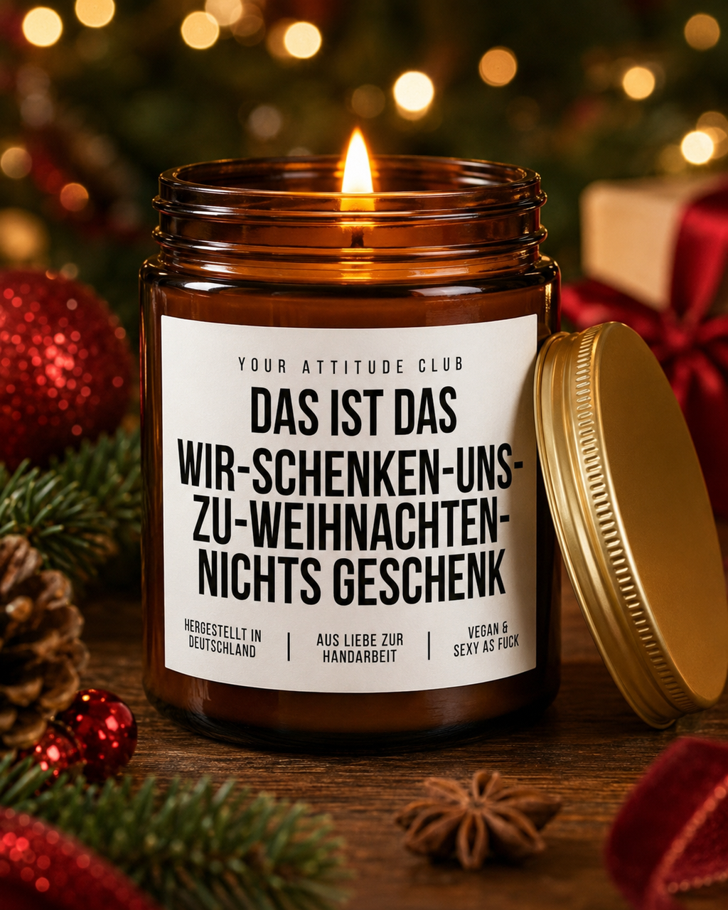 DAS IST DAS WIR-SCHENKEN-UNS-ZU-WEIHNACHTEN-NICHTS GESCHENK Weihnachtskerze mit Spruch | lustige Duftkerze | freches Weihnachtsgeschenk | Wichtelgeschenk | Sojawachs Kerze